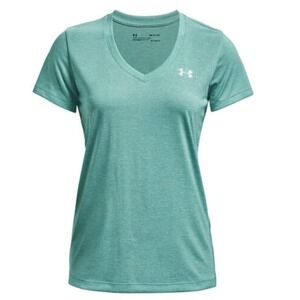 Under Armour Women's S Loose Fit Athletic V-Neck Shirt Heat Gear Teal